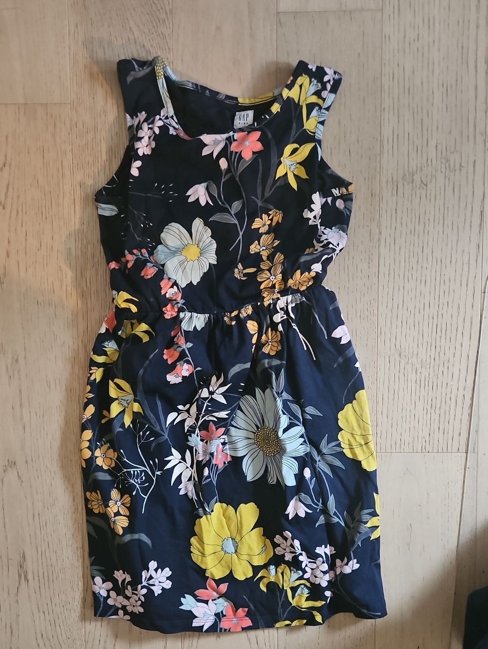 GAP Navy Floral Sleeveless Dress with Yellow & Pink Flowers